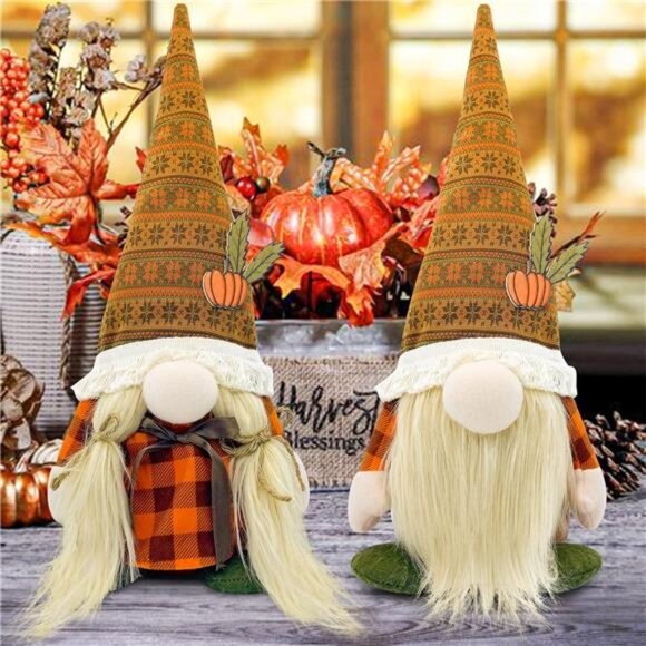 Fall Gnomes Plush 2PCS Dwarfs for Home Thanksgiving Home  Farmhouse Decorations - Picture 1 of 7